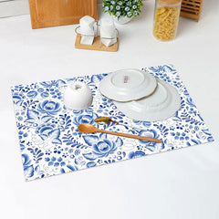 Lofaris Paisley Blue Floral Leaf Pattern Set Of 4 Placemats