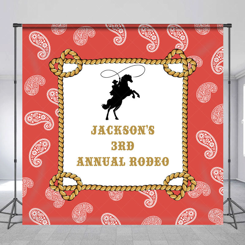 Lofaris Paisley Heart Red Cowboy Custom 3rd Birthday Backdrop