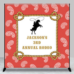 Lofaris Paisley Heart Red Cowboy Custom 3rd Birthday Backdrop