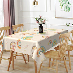 Lofaris Pale Yellow Lovely Rainbow Pattern Repeat Tablecloth