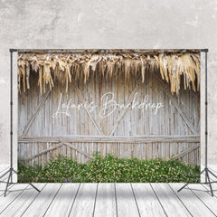 Lofaris Palm Leaf Wall Bamboo Fence With Grass Wood Backdrop