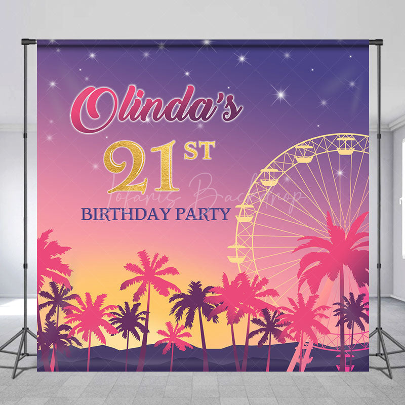 Lofaris Palm Tree Ferris Wheel Custom Birthday Party Backdrop