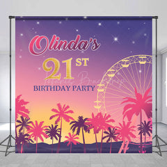 Lofaris Palm Tree Ferris Wheel Custom Birthday Party Backdrop