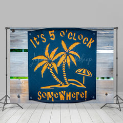 Lofaris Palm Tree Neon Its 5 Oclock Wooden Party Backdrop