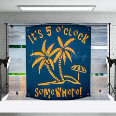 Lofaris Palm Tree Neon Its 5 Oclock Wooden Party Backdrop