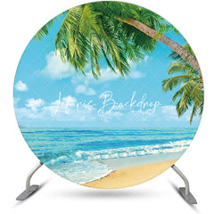 Lofaris Palm Tree Sandy Hawaii Beach Round Birthday Backdrop