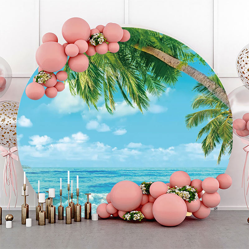 Lofaris Palm Tree Sandy Hawaii Beach Round Birthday Backdrop