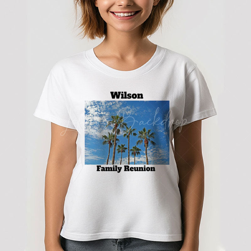 Lofaris Palm Trees Blue Sky Custom Family Reunion T-Shirt