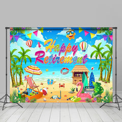 Lofaris Palm Trees Sandy Beach Happy Retirement Backdrop