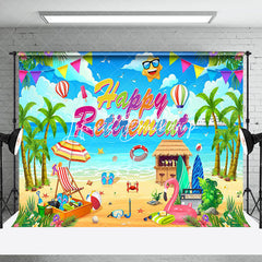 Lofaris Palm Trees Sandy Beach Happy Retirement Backdrop