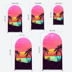 Lofaris Palm Trees Sunset Beach Arch Backdrop For Birthday