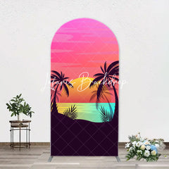 Lofaris Palm Trees Sunset Beach Arch Backdrop For Birthday