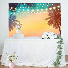 Lofaris Palm Trees Sunset Light Strip Summer Party Backdrop