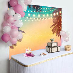 Lofaris Palm Trees Sunset Light Strip Summer Party Backdrop