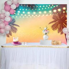 Lofaris Palm Trees Sunset Light Strip Summer Party Backdrop