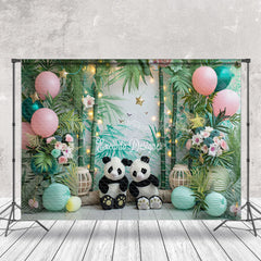 Lofaris Panda Bamboo Forest Balloons Cake Smash Backdrop