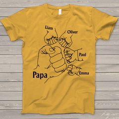 Lofaris Papa And Kids Hand Birthday Gift Custom T - Shirt