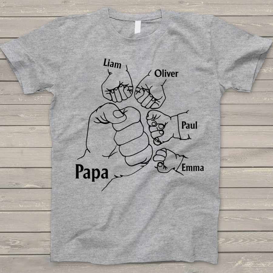 Lofaris Papa And Kids Hand Birthday Gift Custom T - Shirt