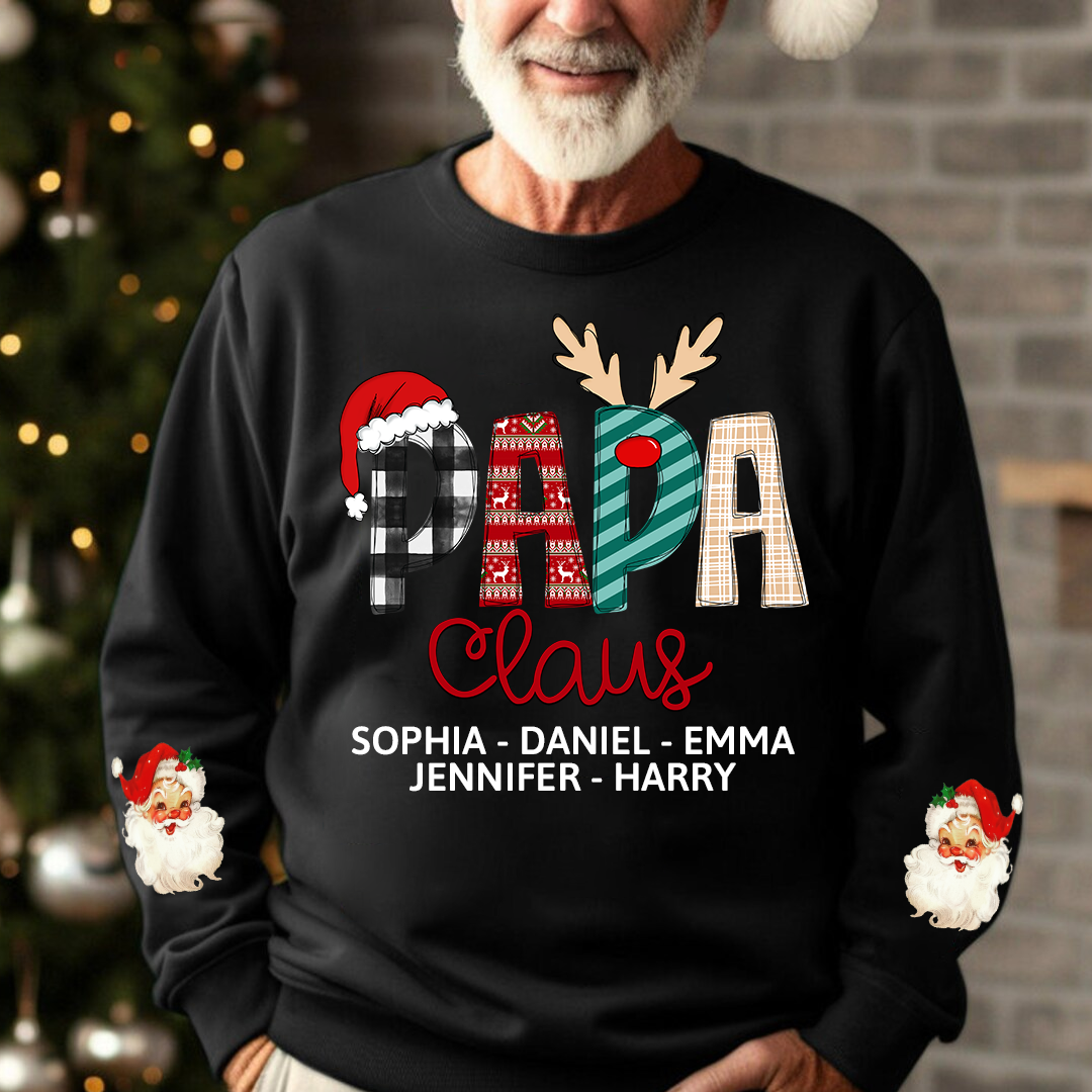 Lofaris Papa Claus Christmas Gift Custom Name Sweatshirt