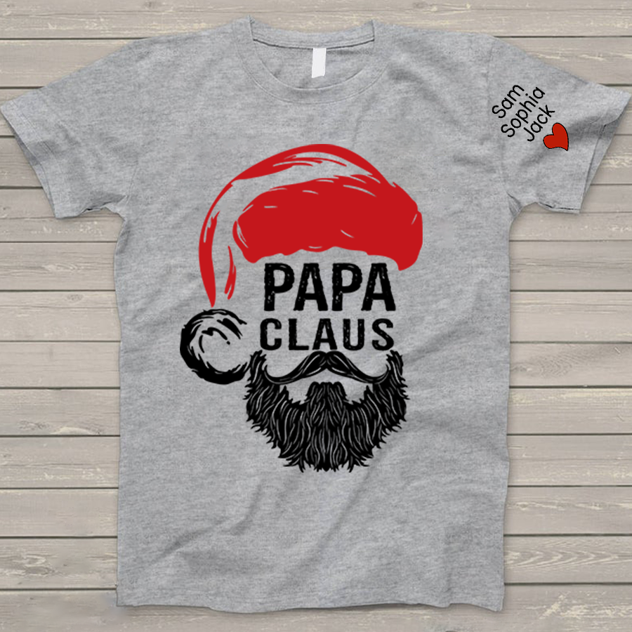 Lofaris Papa Claus Gift Custom Name Christmas T-Shirt