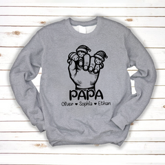 Lofaris Papa Hands Face Kids Personalized Gift Sweatshirt