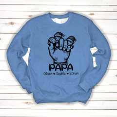 Lofaris Papa Hands Face Kids Personalized Gift Sweatshirt