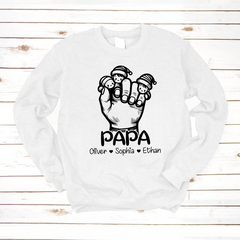 Lofaris Papa Hands Face Kids Personalized Gift Sweatshirt