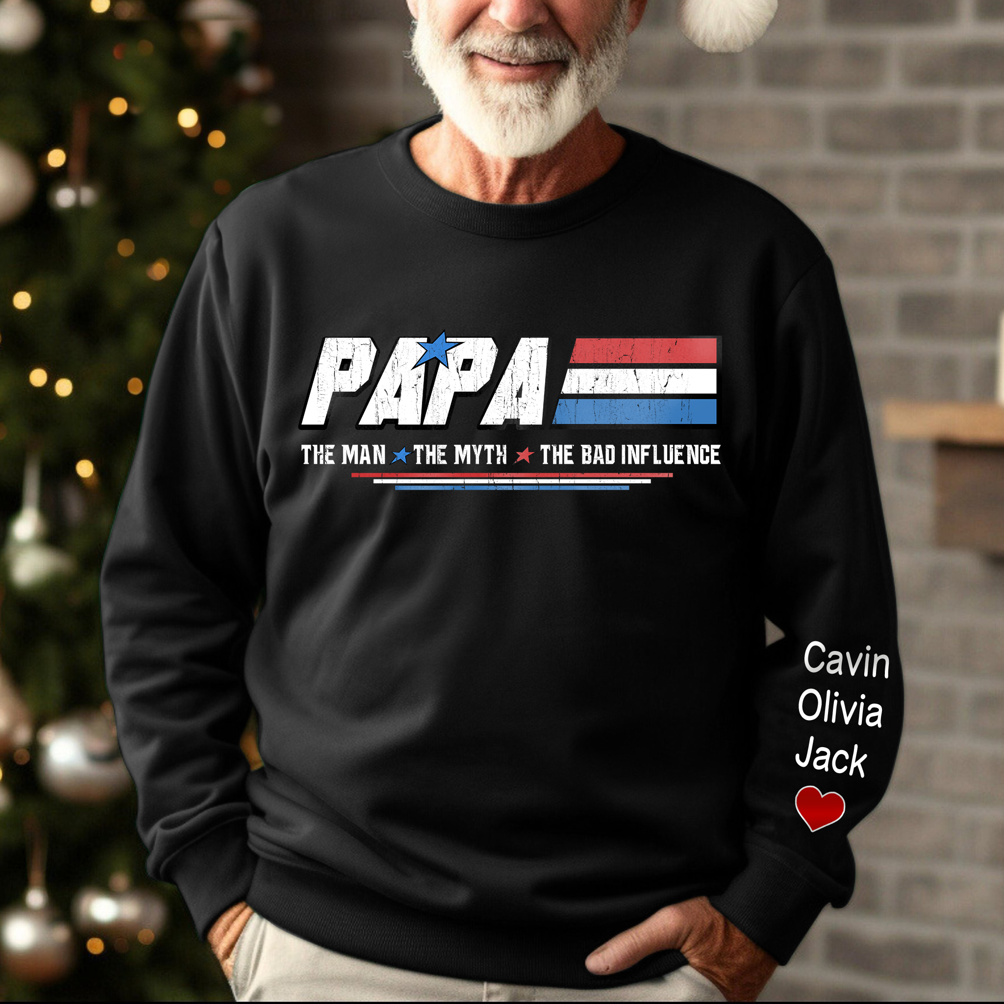 Lofaris Papa The Man Myth Bad Influence Custom With Kids Sweatshirt