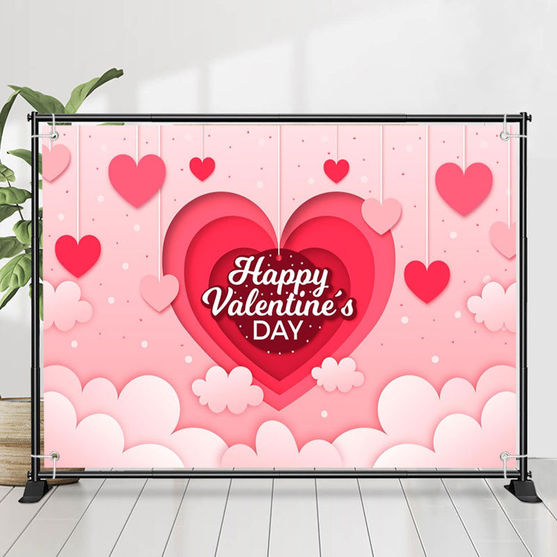 Lofaris Paper Cut Effect Cloud Heart Valentines Day Backdrop