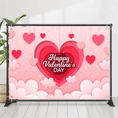 Lofaris Paper Cut Effect Cloud Heart Valentines Day Backdrop