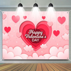 Lofaris Paper Cut Effect Cloud Heart Valentines Day Backdrop