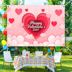 Lofaris Paper Cut Effect Cloud Heart Valentines Day Backdrop