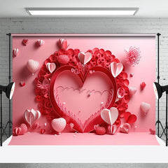 Lofaris Paper Cuttings Pink Heart Valentines Day Backdrop