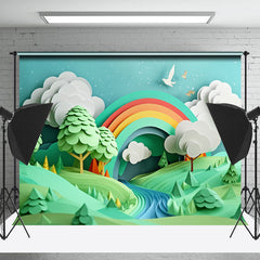 Lofaris Paper Forest Rainbow Cloud River Cake Smash Backdrop