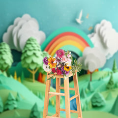 Lofaris Paper Forest Rainbow Cloud River Cake Smash Backdrop