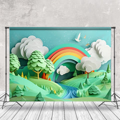 Lofaris Paper Forest Rainbow Cloud River Cake Smash Backdrop