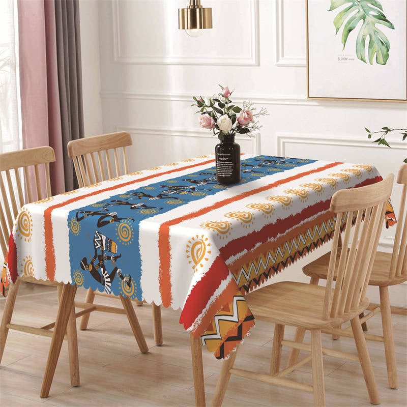 Lofaris Papuans Dancing African Color Rectangle Tablecloth