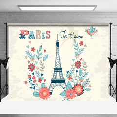 Lofaris Paris Je T Aime Floral Bird Eiffel Tower Backdrop