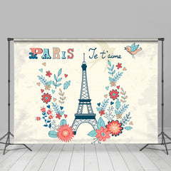 Lofaris Paris Je T Aime Floral Bird Eiffel Tower Backdrop