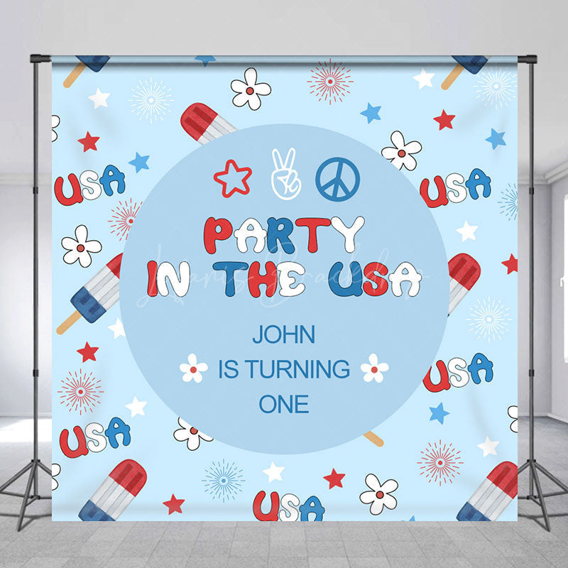 Lofaris Party In The Usa Personalized One Birthday Backdrop