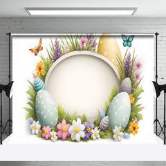 Lofaris Paschal Eggs And Butterfly Brushwood Easter Backdrop