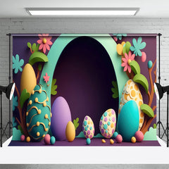 Lofaris Paschal Eggs And Cute Flowers Arch Easter Backdrop