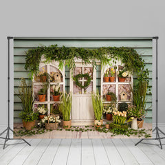 Lofaris Pastoral Flower Pot Plant Botanical Door Backdrop