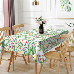 Lofaris Pastoral Green Leaves Birds Rectangle Tablecloth