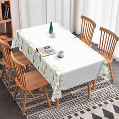 Lofaris Pastoral Leaves Spring White Tablecloth For Kitchen