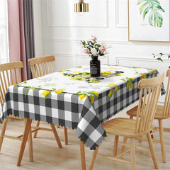 Lofaris Pastoral Lemon Black And White Plaid Tablecloth