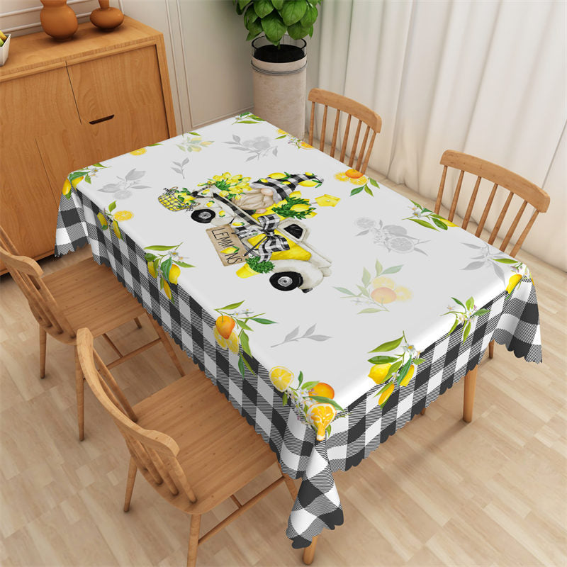 Lofaris Pastoral Lemon Black And White Plaid Tablecloth