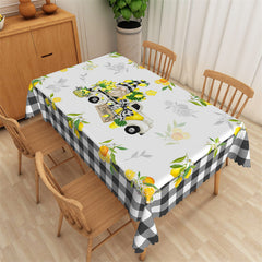 Lofaris Pastoral Lemon Black And White Plaid Tablecloth