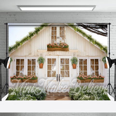 Lofaris Pastoral Plants White Wooden House Spring Backdrop