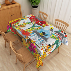 Lofaris Pastoral Style Blooming Flower Vivid Tablecloth